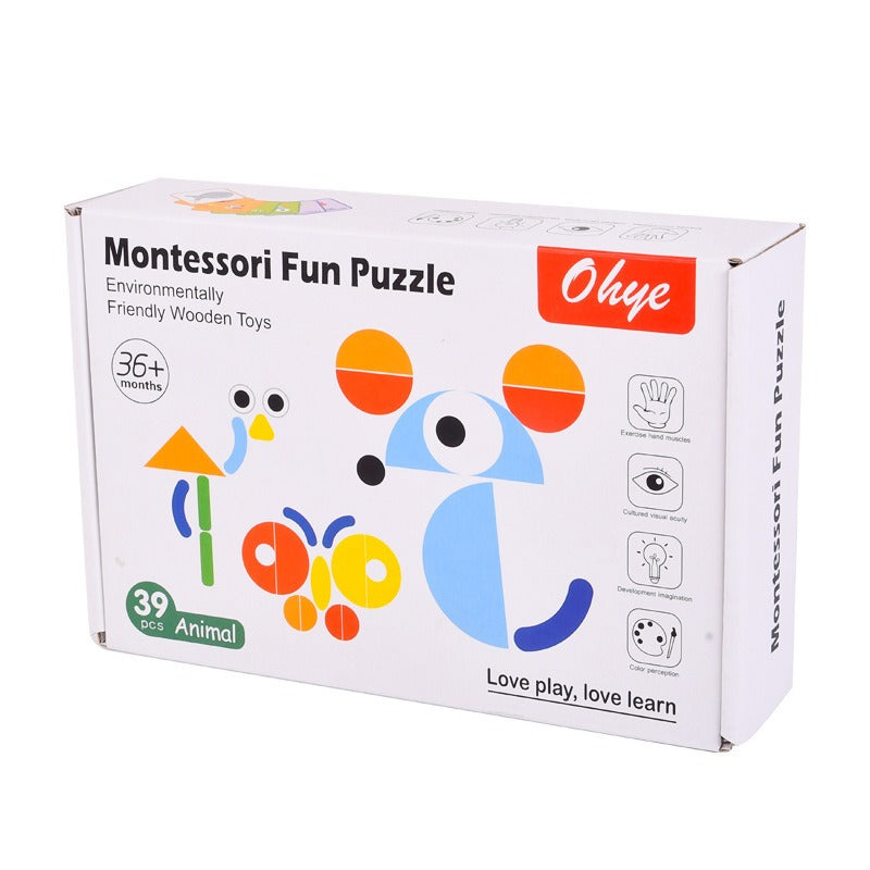 Wholesale Cartoon Animal Building Blocks Puzzle Wooden Puzzle Toys