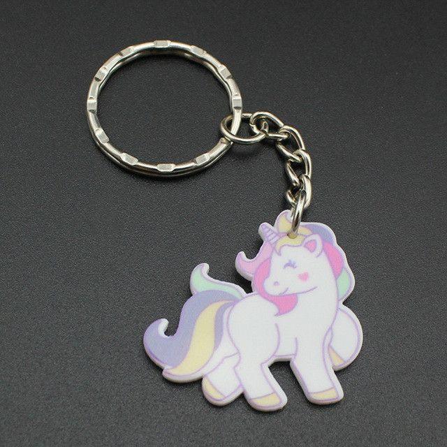 Cute Pink Unicorn Key Chain Ring