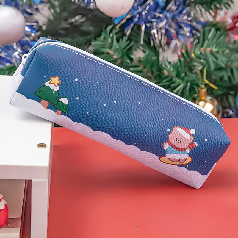 PU Christmas Cartoon Pencil Bag