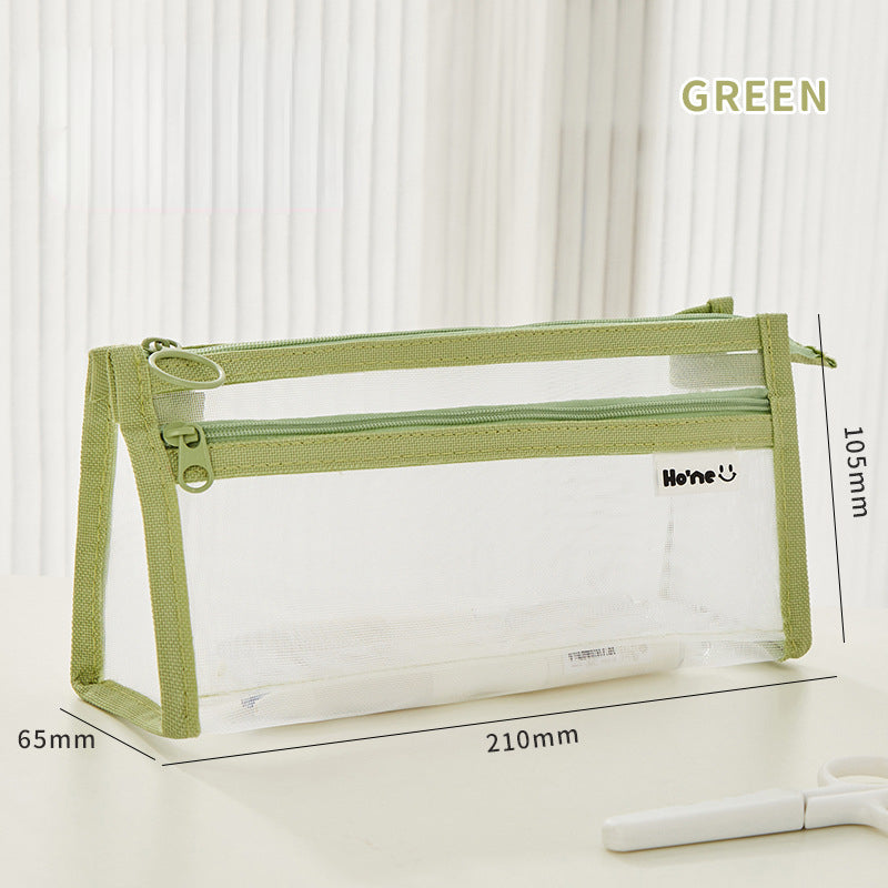 Transparent Double-layer Mesh Pen Bags