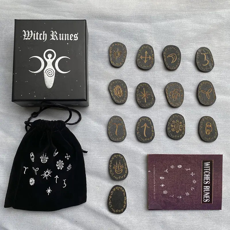 14pc Rune Set - Wood Engraved Runes