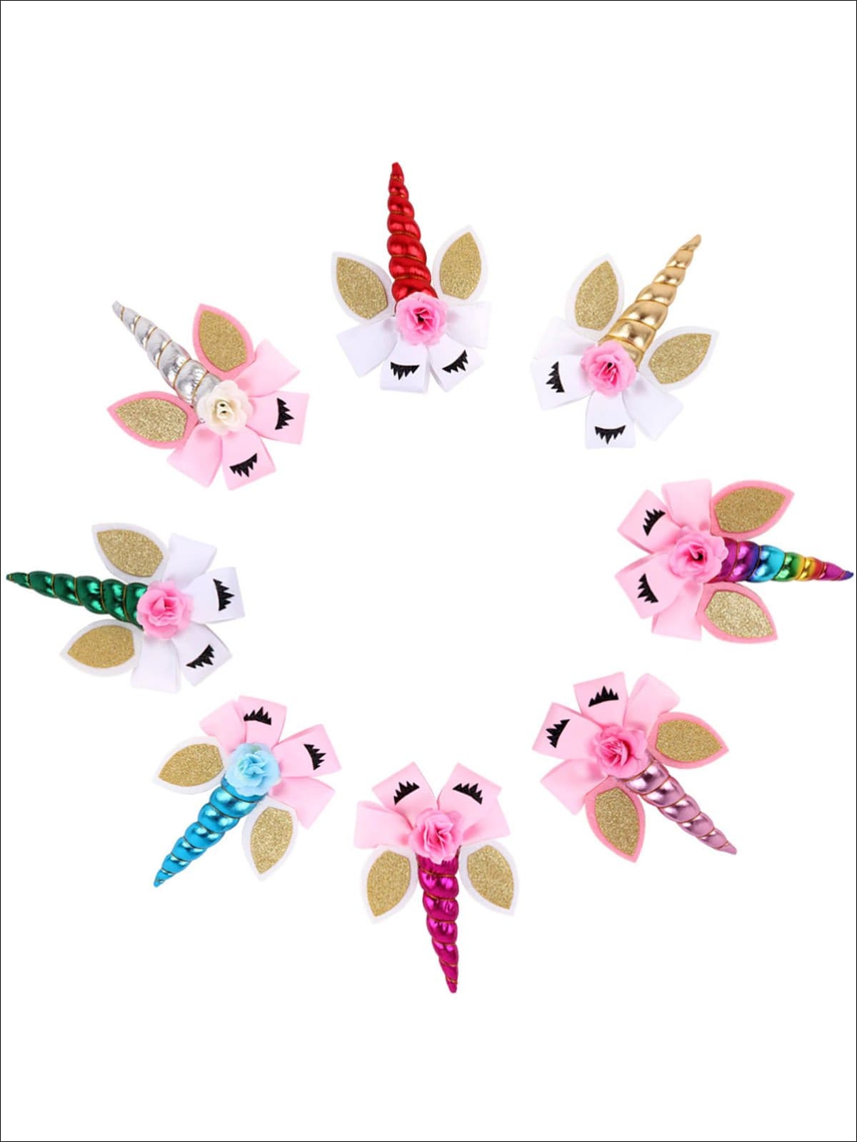 Girls Glitter Cat Ear Unicorn Hair Bow