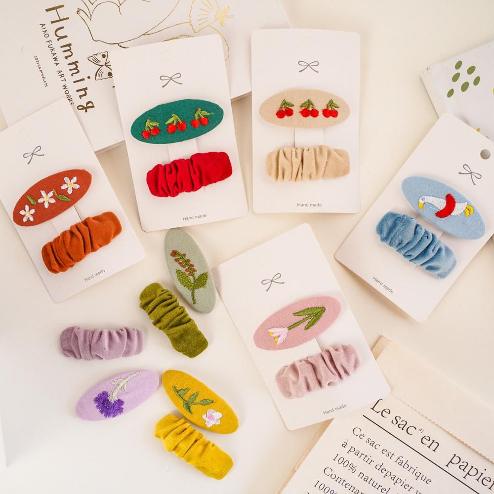 Children's Fabric Embroidered Hairpin Set