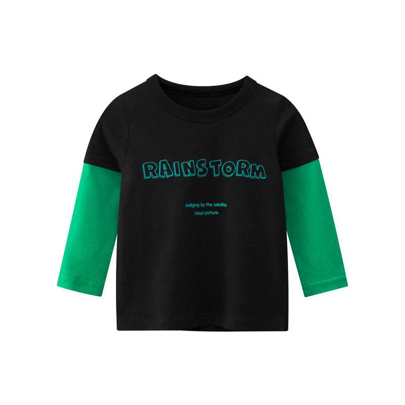 Children's Fake Two-Piece Long Sleeve Crewneck Tee