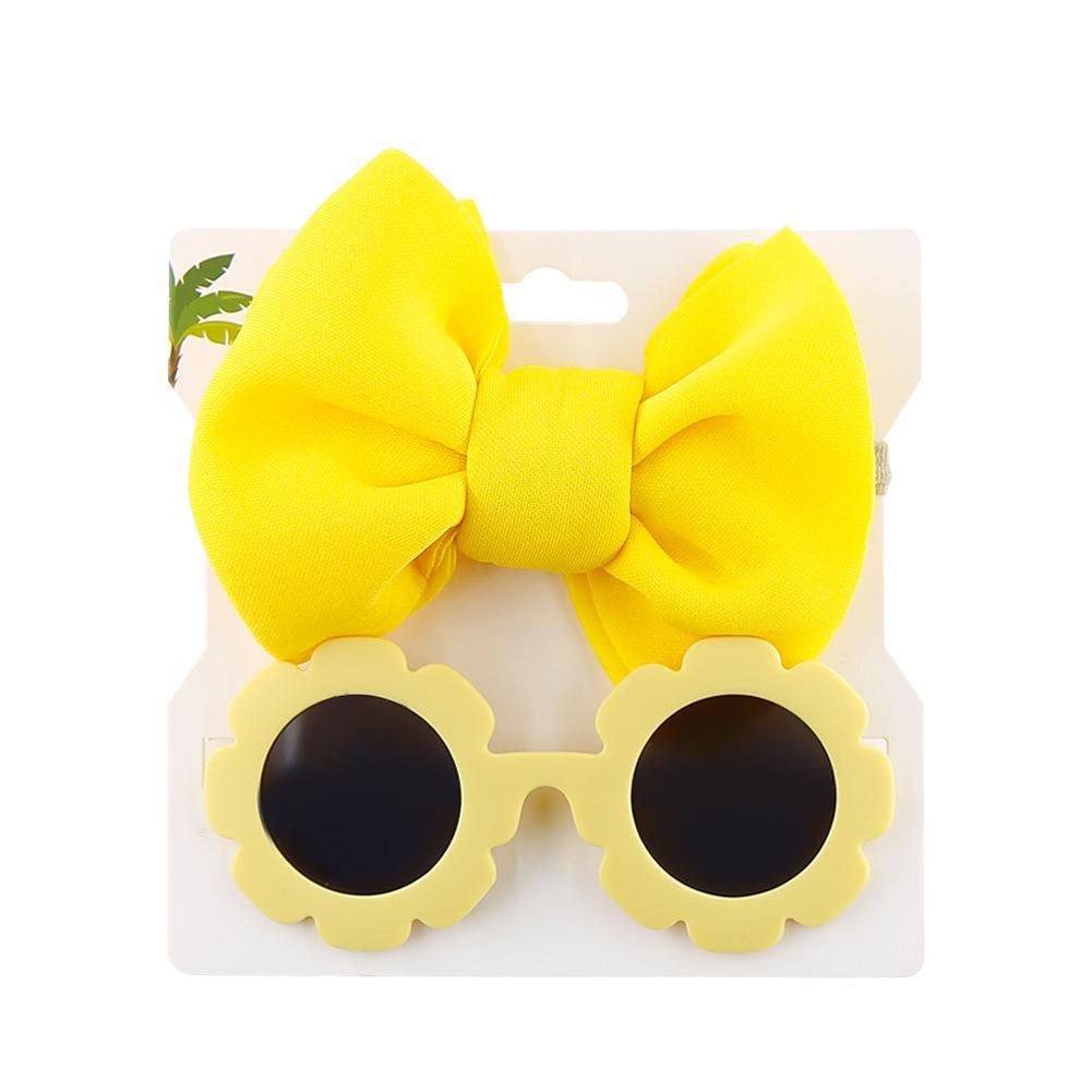 Children's Sunglasses Bow Headband Combination Set