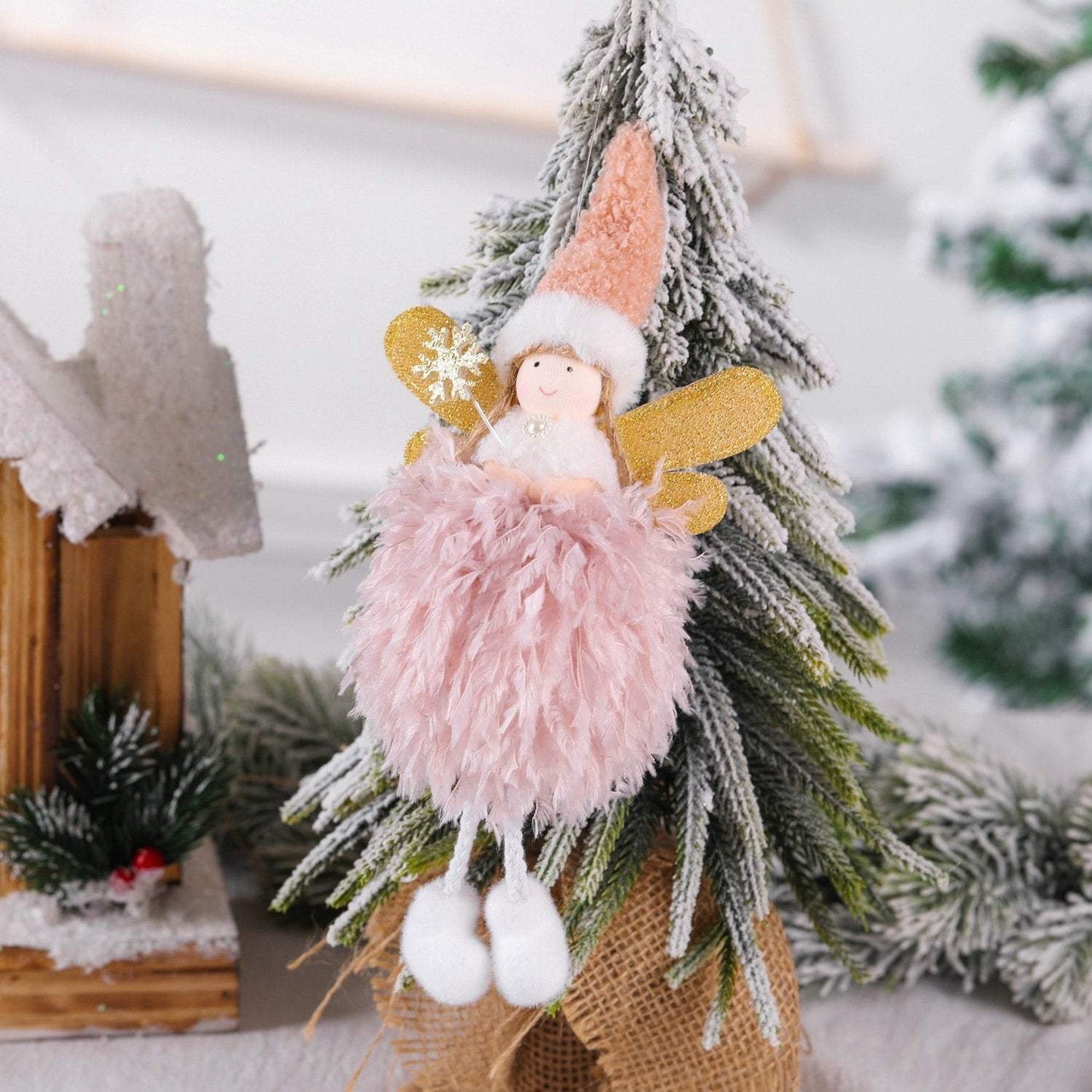 Christmas Tree Decoration Pendant Cute Feather Angel Ornaments