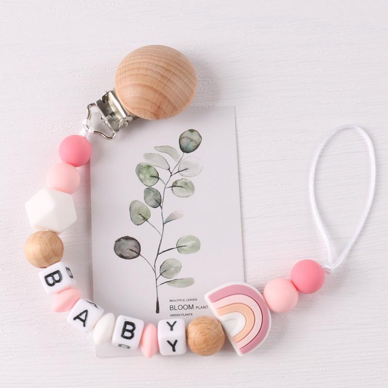 Beech Silicone Pacifier clip Baby Teether Toy Anti-lost Chain