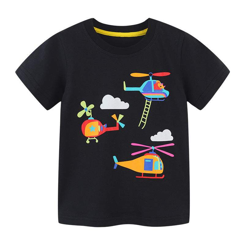 Boys' short sleeve T-shirt cartoon round neck printed children