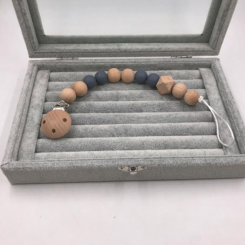 Baby Wooden Pacifier Clip Teether Anti-falling Chain