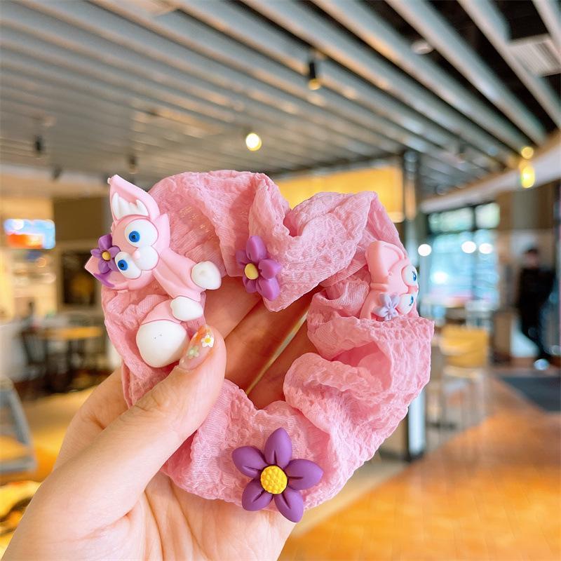 Children's Cartoon Hair Tie Girl's Pink Fabric Hair Rope