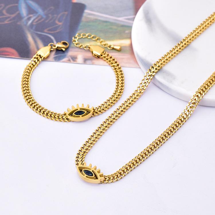 Devil's Eye Bracelet Necklace Set