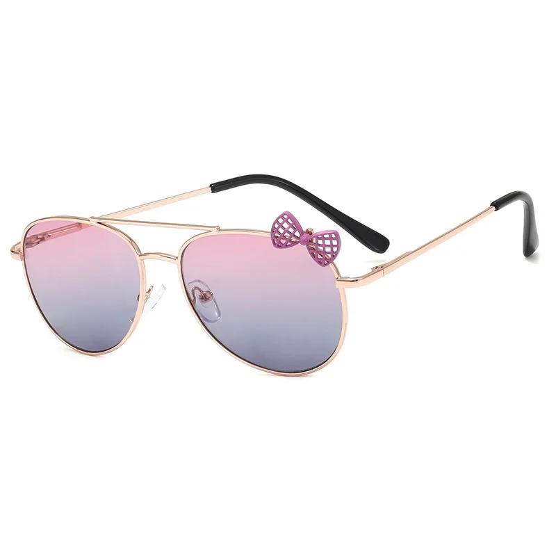 Kids Cute Bow Sunglasses Metal Frame Children Sun Glasses