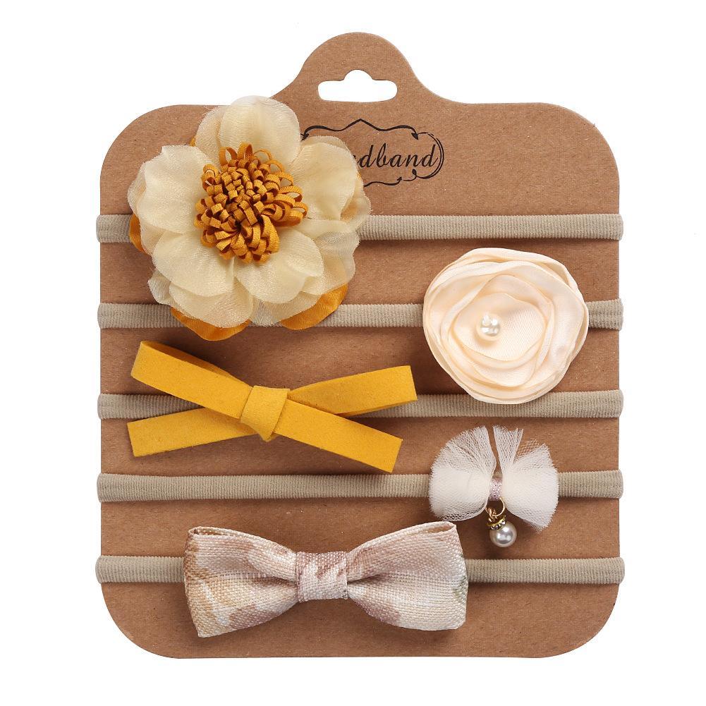Handmade Bow Hair Band 5pcs/set Stretch Baby Headdress