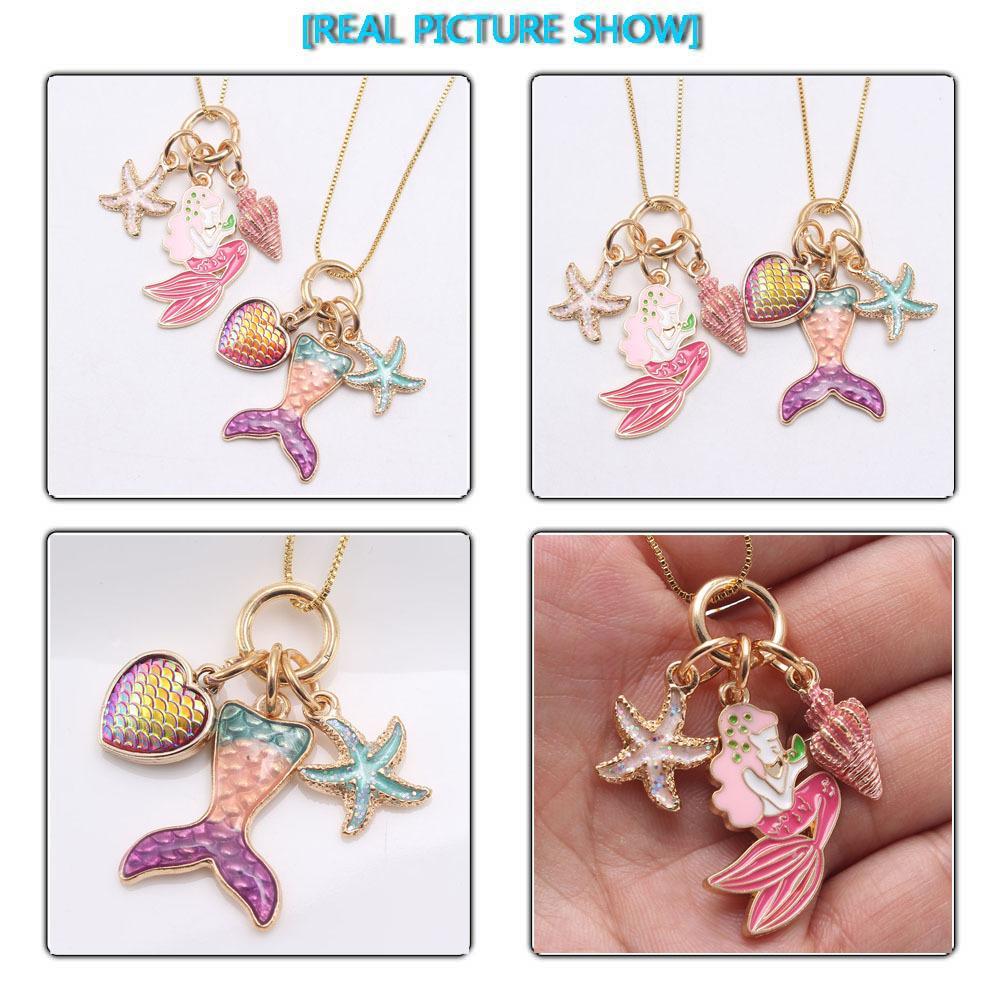 Oil dripping Mermaid Pendant Chain Necklace