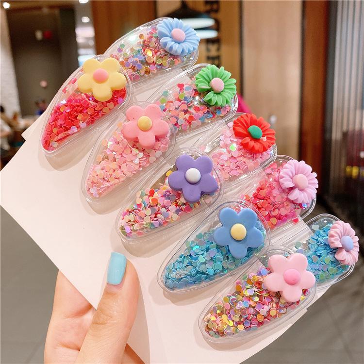 Color Quicksand Transparent PVC Children's Hairpin 10pcs/set