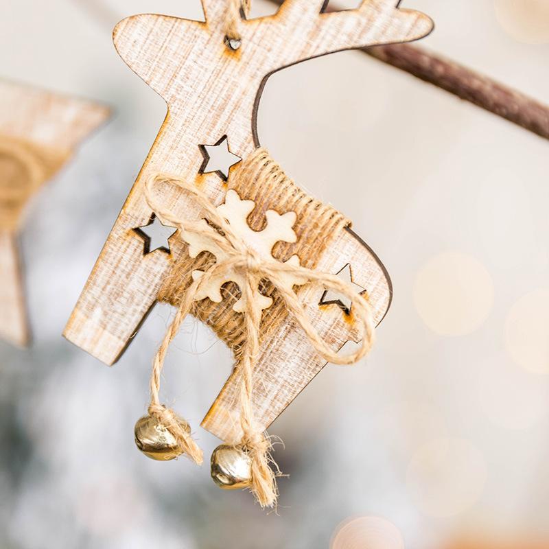 Christmas Wooden Decorative Pendant Star Elk Sock Tree