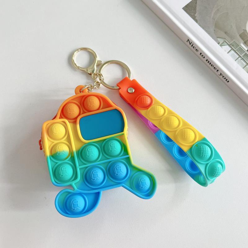 Cartoon Astronaut Pinching A Small Coin Purse Keychain