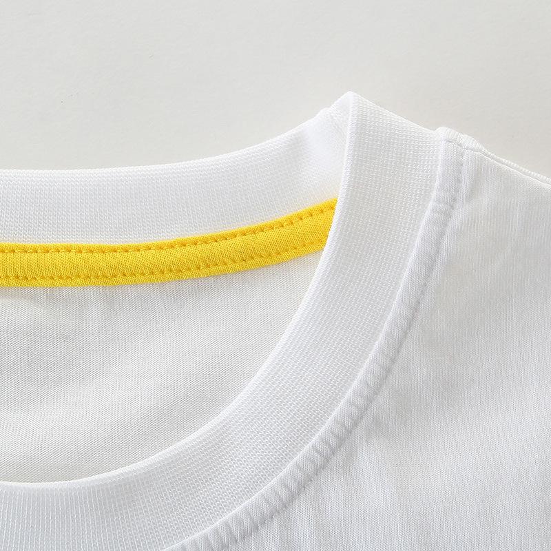 Children's knitted cotton round neck cartoon short sleeve T-shirt