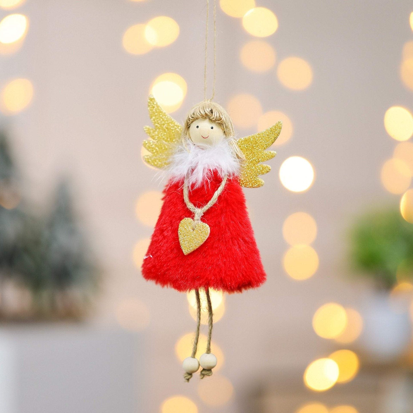 Love Plush Feather Angel Christmas Tree Ornaments