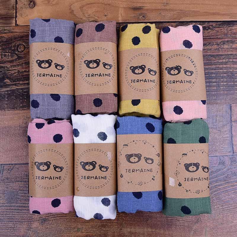 Children's Printed Dot Cotton and Hemp Warm Scarf
