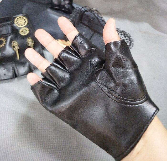 Steampunk Gear PU Punk Gloves - Vintage Gothic Gloves