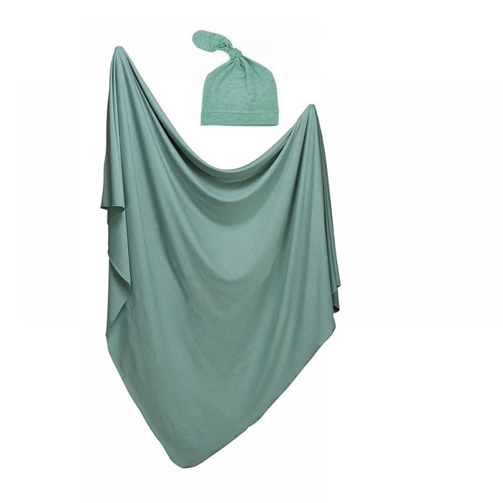 Newborn Solid Color Wrap Towel Tire Hat Headband Two-Piece Set