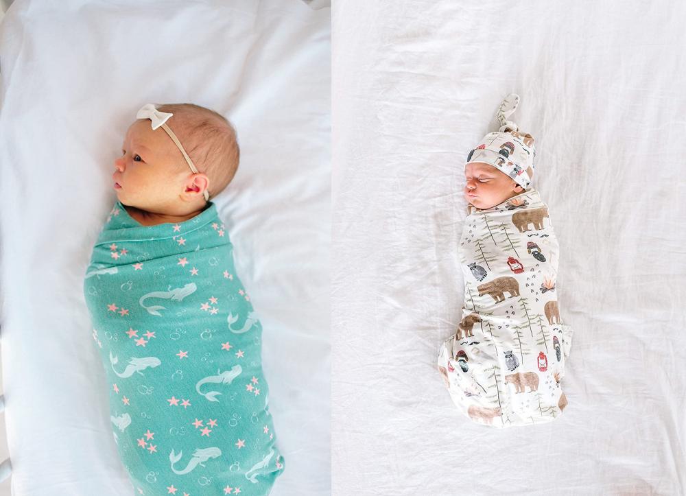 Newborn Print Wrap Tire Hat Headband Two-Piece Set