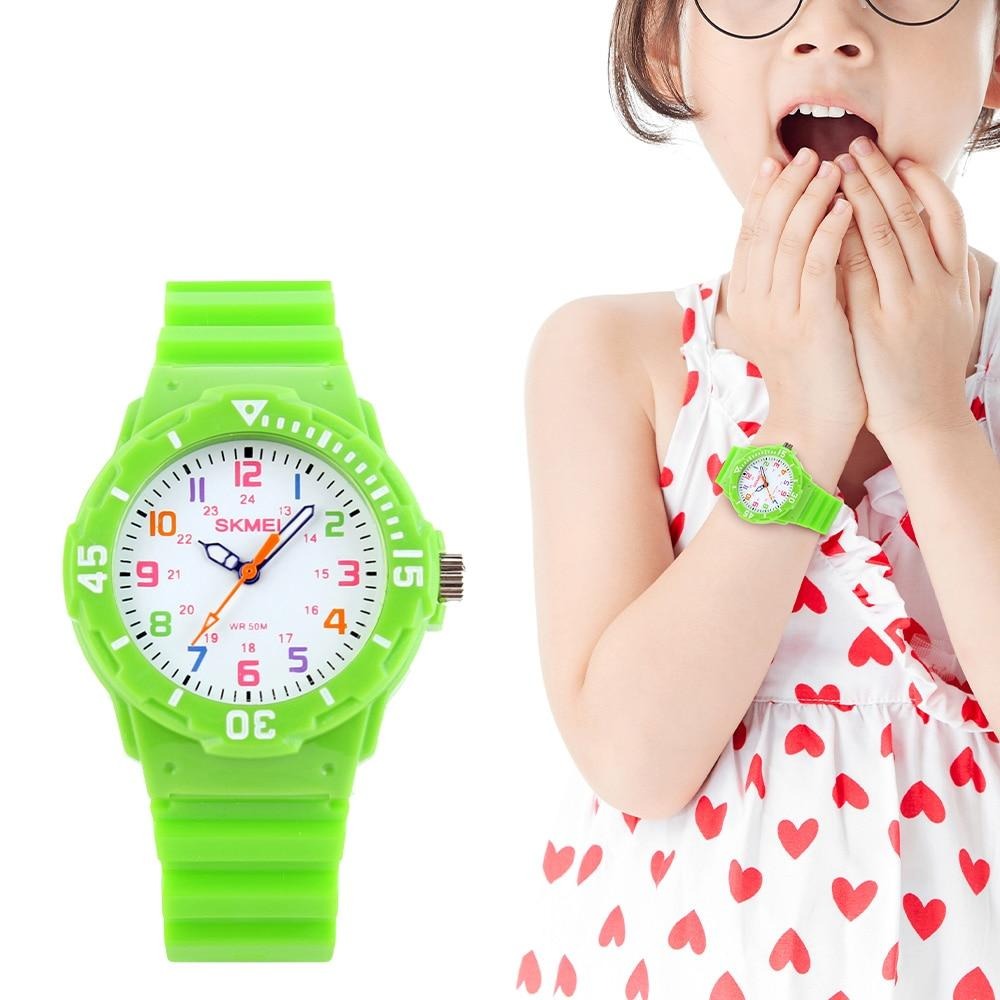 Girl's Educational Pink Watch With Multicolored Numbers
