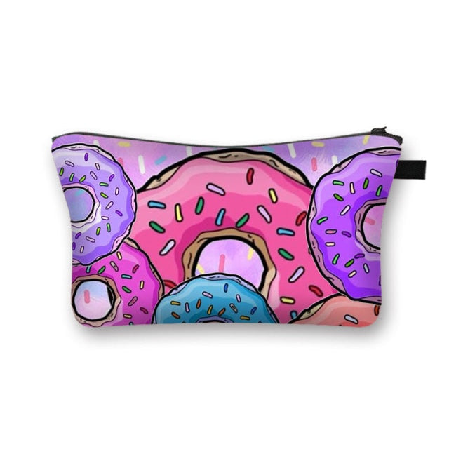 Donuts Ice Cream Candy Print Cosmetic Bag