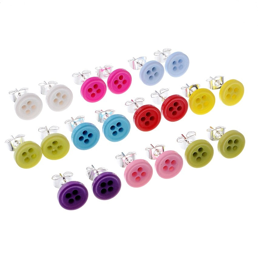 Funky Button Earring ( 5pairs )