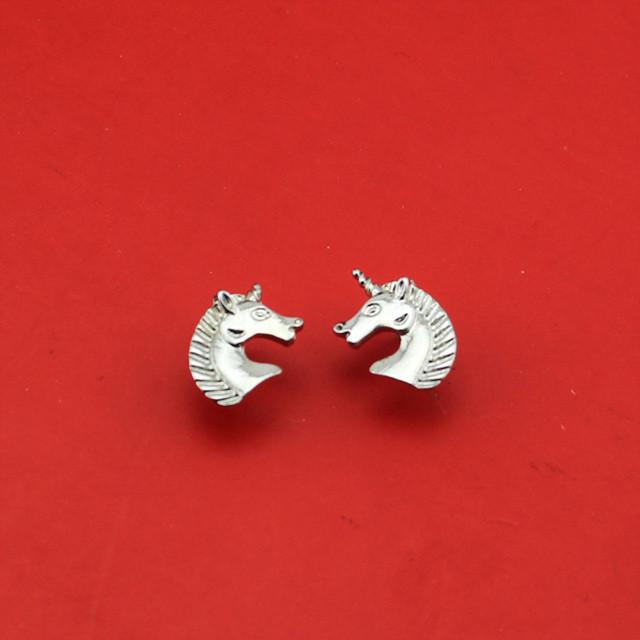 Silver Plated Unicorn Stud Earrings