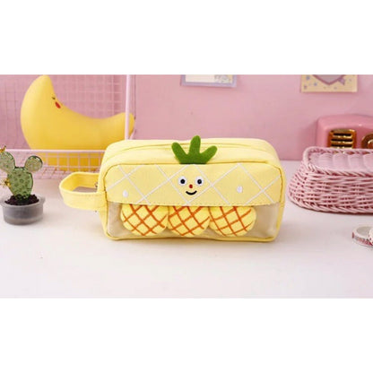 Cartoon Fruit and Vegetable Canvas Pencil Bag