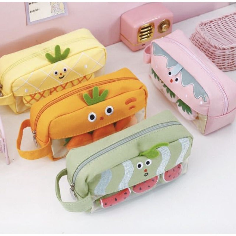 Cartoon Fruit and Vegetable Canvas Pencil Bag