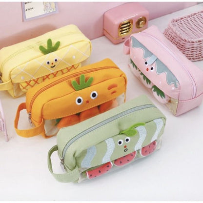 Cartoon Fruit and Vegetable Canvas Pencil Bag