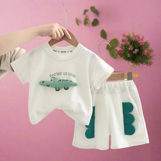 Baby Cotton Three-dimensional Printed Casual Shorts Set
