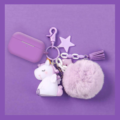 Star Unicorn AirPods Silicone Case Cover with Keychain
