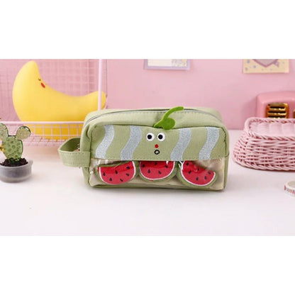 Cartoon Fruit and Vegetable Canvas Pencil Bag