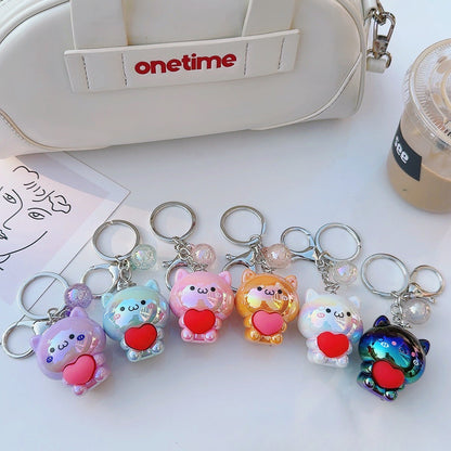 Cartoon Acrylic Care Bear Colorful Electroplating Keychain