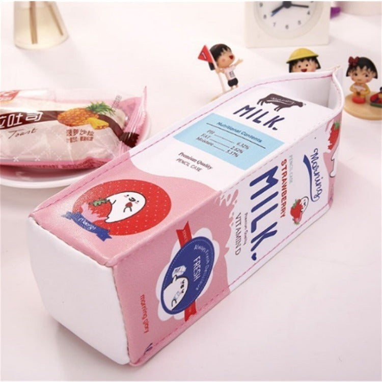 Simulated Milk Box Leather Minimalist Pencil Case