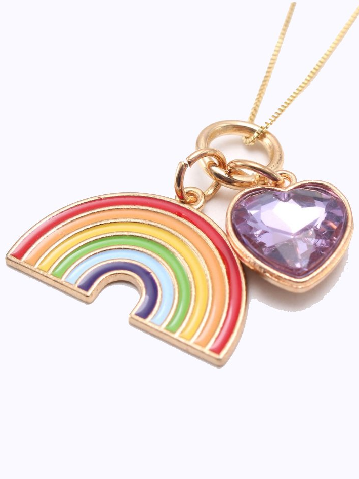 Girls Rainbow Charm Necklace