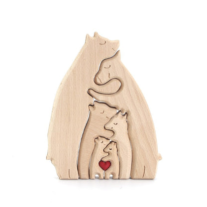 Mother's Day Teddy Bear Family Wooden Ornaments