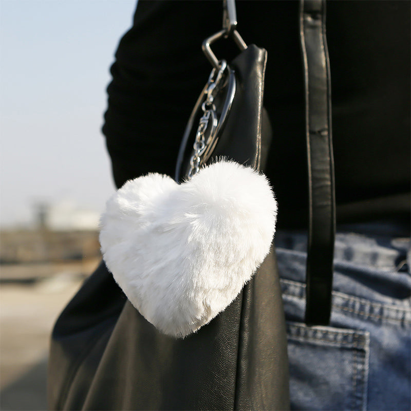 Love Hair Ball Tassel Keychain Women Bag Pendant