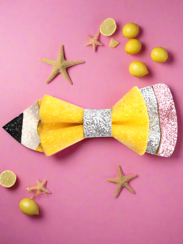 Glitter Pencil Bow Clip