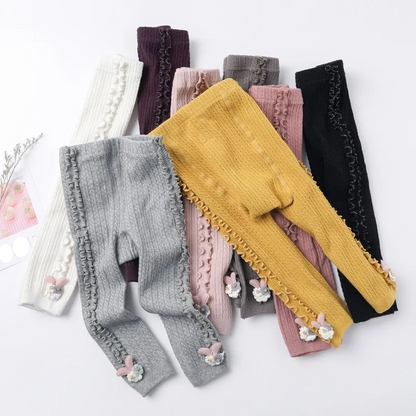 Cozy Ribbed Cotton Tights for Baby Girls - Stylish Warmth in Every Color
