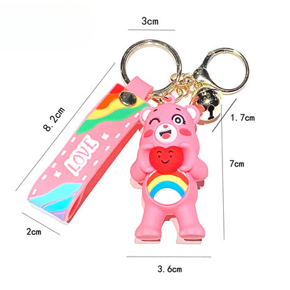 Cartoon Cute Love Bear Keychains Silicone Creative Keychain