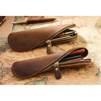 Handmade Creative S-shaped Vintage Crazy Horse Leather Pencil Case