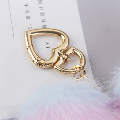Faux Fur Multicolor Splicing Heart Keychain