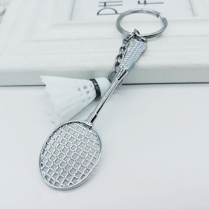 Mini badminton metal keychain