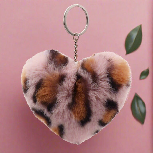 Leopard Pattern Love Plush Keychains