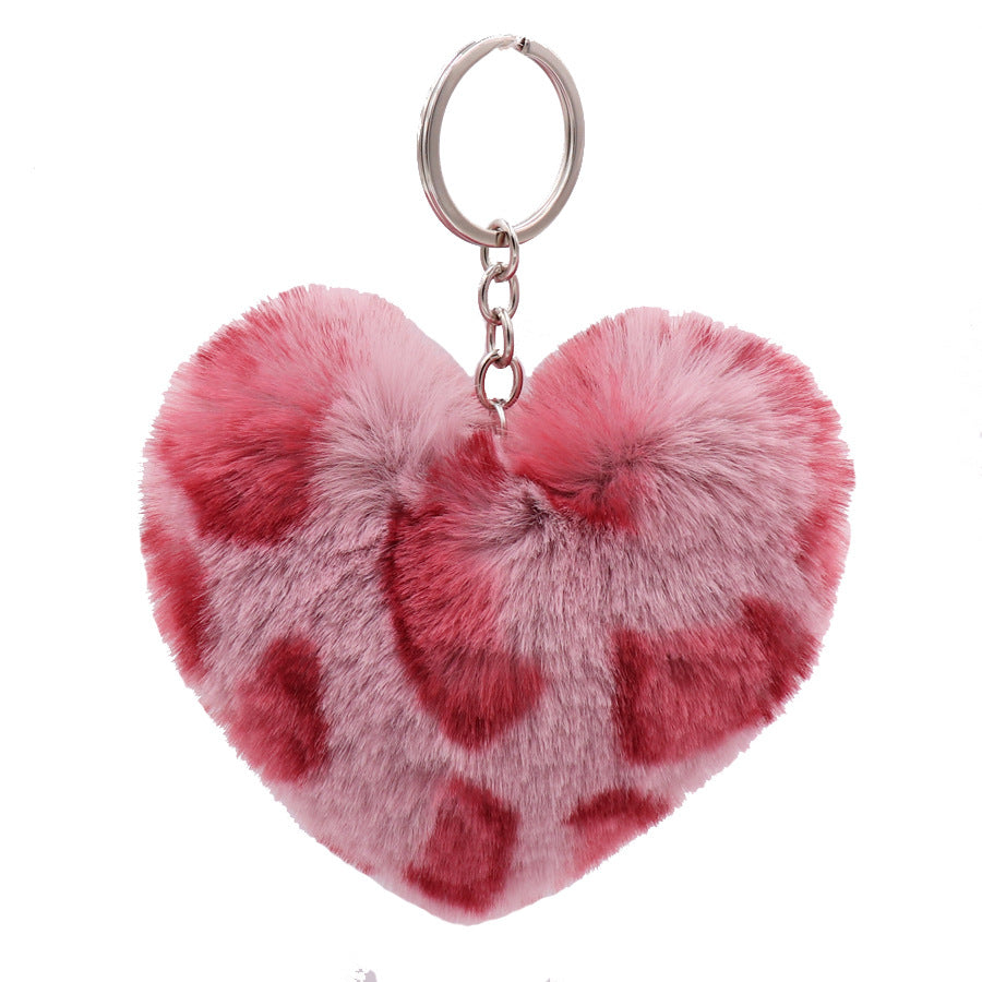 Leopard Pattern Love Plush Keychains